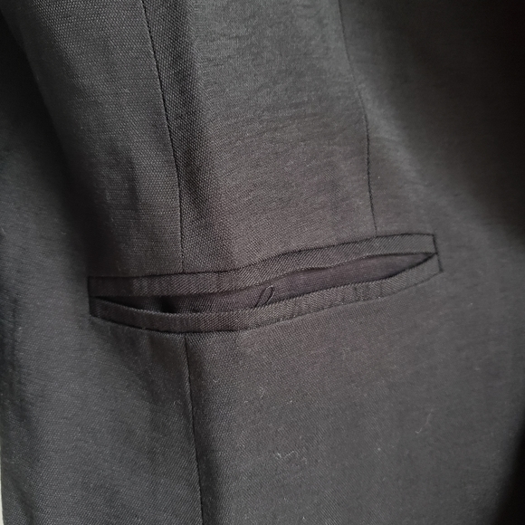 Black Asymmetrical Blazer, Open, no button Black Blazer in Rayon Material - Picture 4 of 6